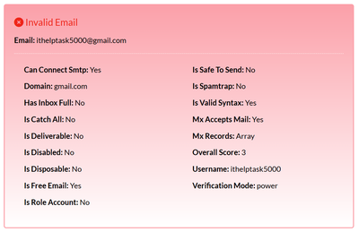 Email Verification Invalid Email Verification Invalid