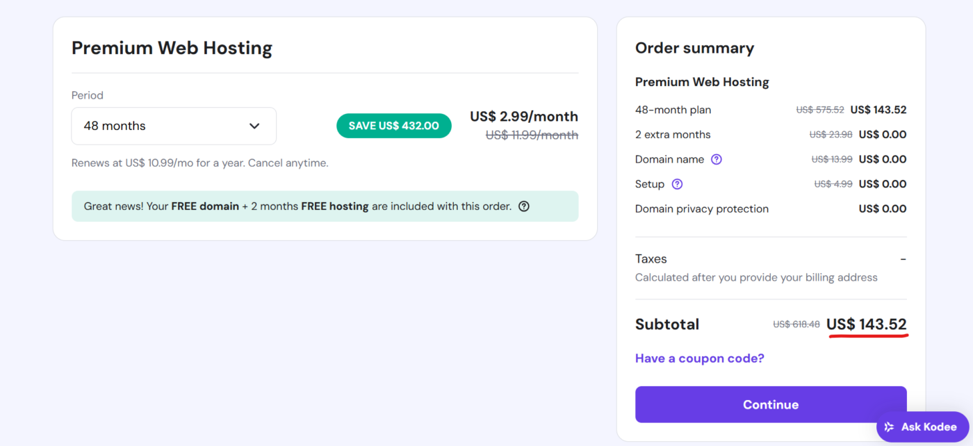 Premium Web Hosting Without Referral